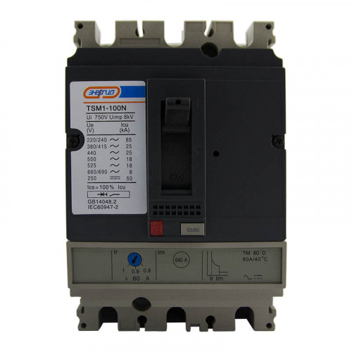 Автоматический выключатель Энергия TSM1 100N 3P 80A (3SM11) / Е0702-0004
